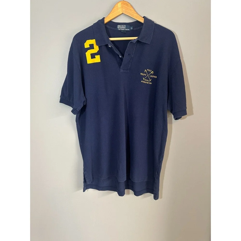 Ralph Lauren Polo Shirt Mens XL RLPC Pony Rugby Navy Blue Short Sleeve No. 2